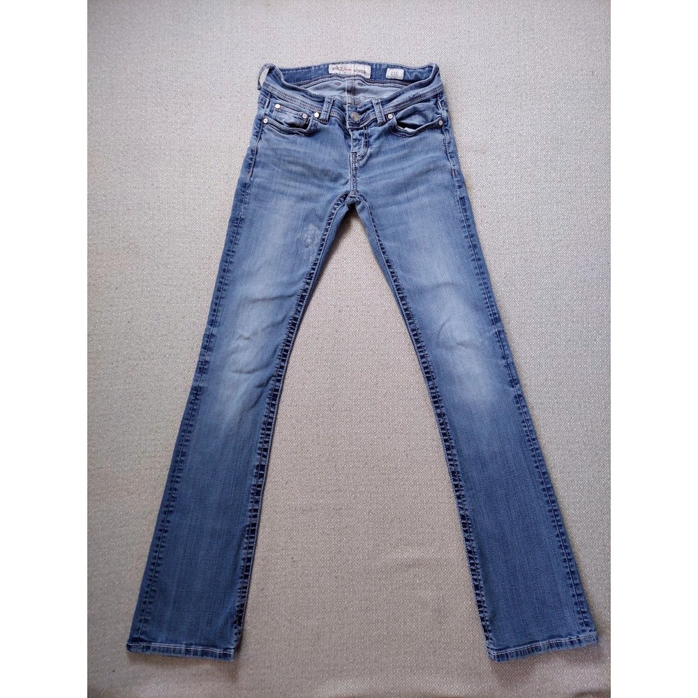 BKE Sabrina Jeans Women 27L Light Wash Bootcut Low Rise Embroidered Denim